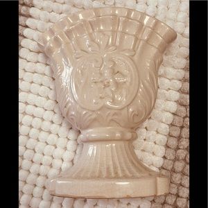 Antique 7” Ivory Ceramic Vase